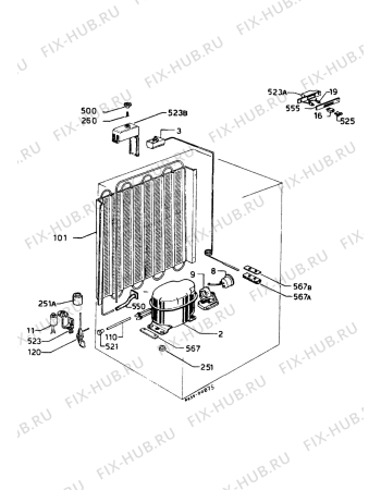 Взрыв-схема холодильника Castor CM1625TF - Схема узла Cooling system 017